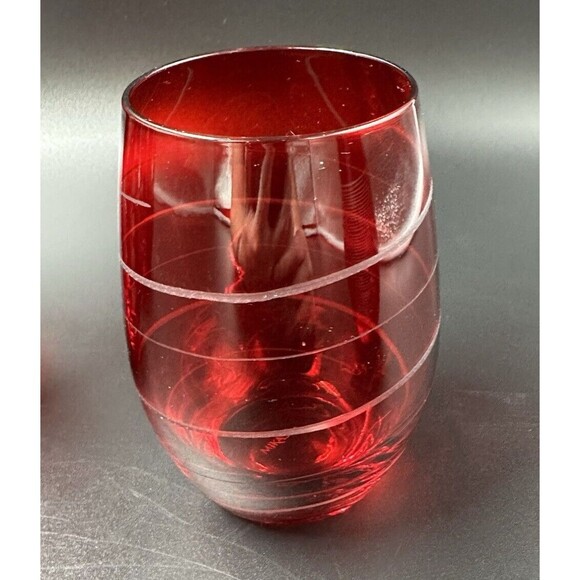 Mikasa Cheers Ruby Stemless Etched Wine Glasses 15.75 oz 4 Glass Designs - Picture 5 of 12